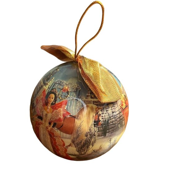 1997 Matrix Holiday Barbie Red Gown 4” Ornament Decoupage Doll Mattel Christmas - Picture 2 of 8